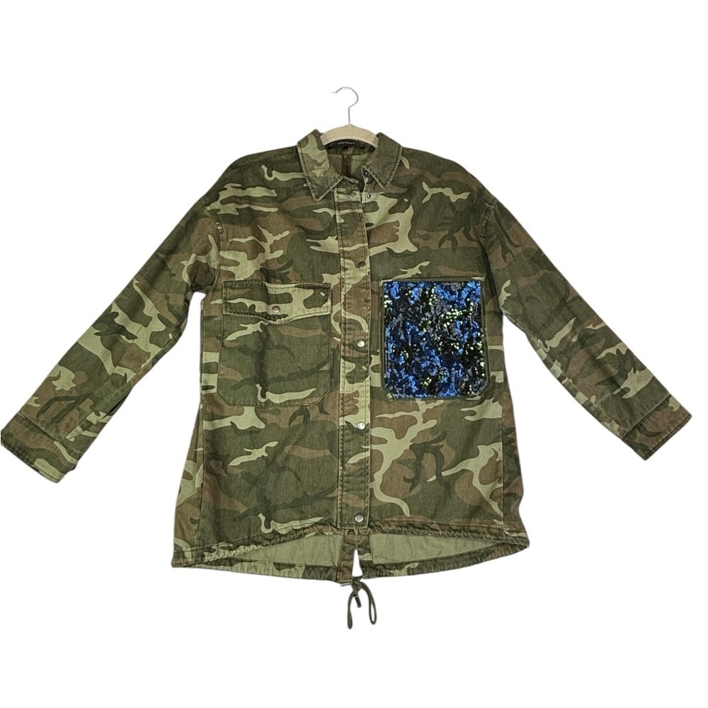 Zara Sequinned Camo Print Jacket